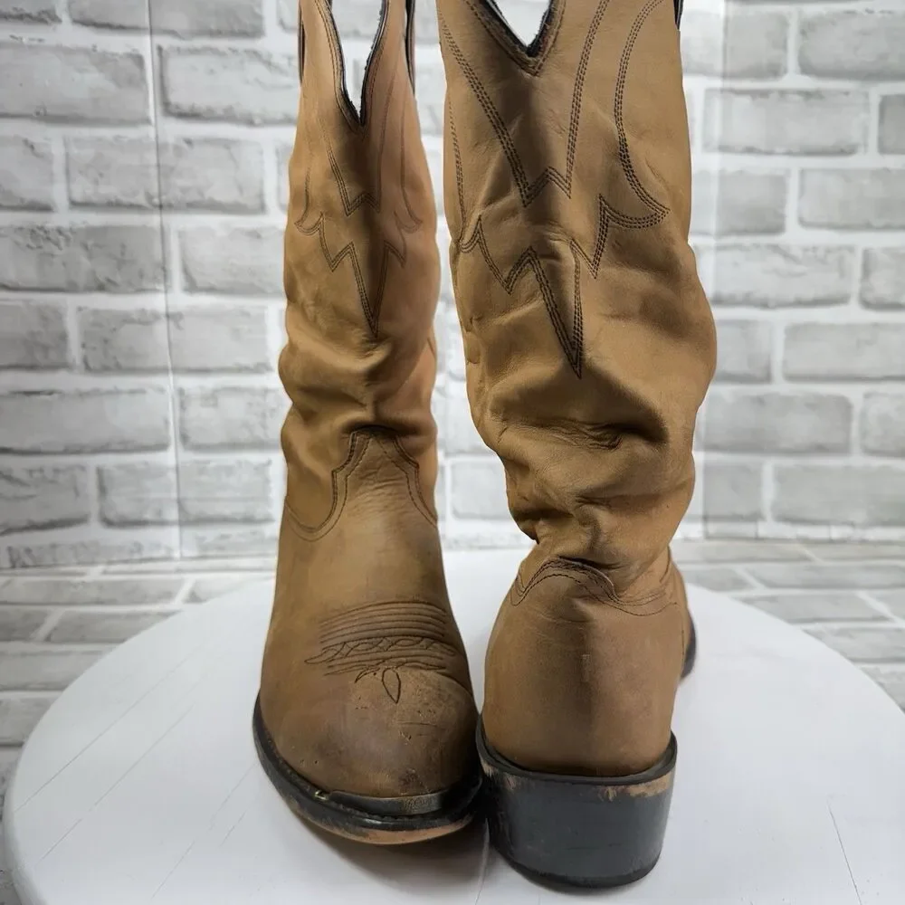 ABILENE Vintage Men's Size 10.5 M Slip On Tan Wheat Leather Cowboy Western Boots